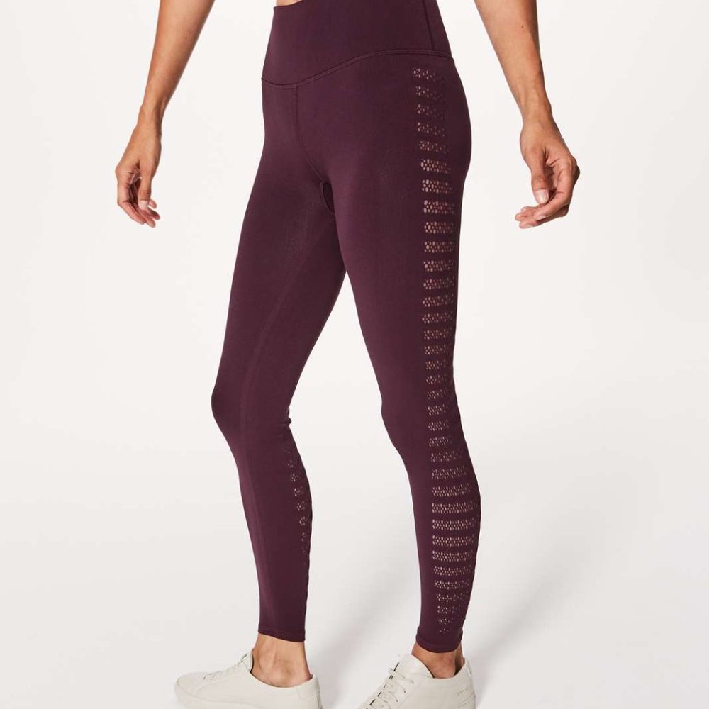 Lululemon Dark Adobe Reveal 7/8 Tight Leggings Stripes 25" Dark Adobe